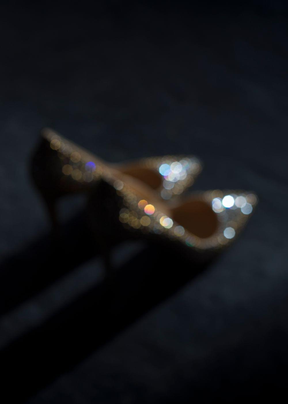 golden louboutin weddingshoes, swarowski